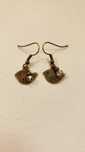Brass songbird earrings