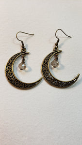Antique gold moon earrings