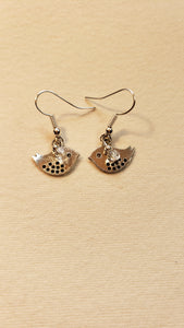 Silver song bird earrings