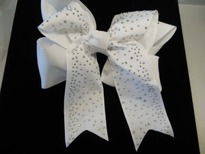 White Hair Bow with Silver Accents